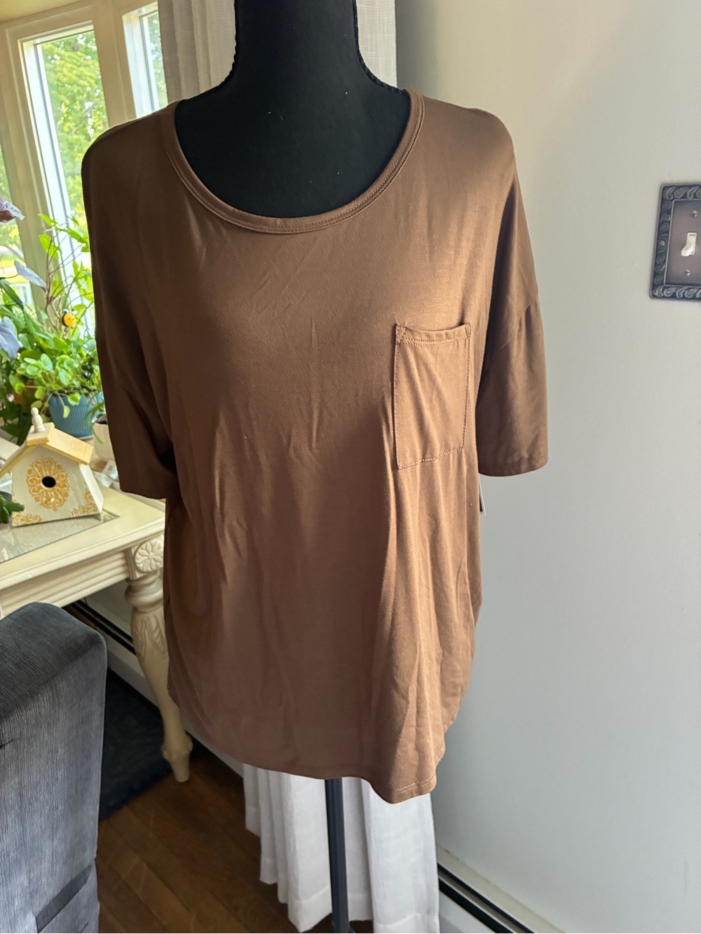 Green Envelope Brown Short Sleeve Pocket Tee